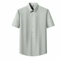 Chemise homme à manches courtes en lin et modal pour le bureau ou les loisirs, vert clair - Vert matcha