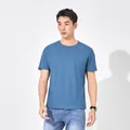 Ademend heren T-shirt van ijszijde met korte mouwen, sneldrogend in effen blauw - Blauwgrijs
