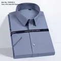 Men's short-sleeve business dress shirt in professional grey-blue fabric - 38 / Tops / T-Shirts / Gray