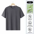 Premium men's grey Tencel Lyocell short-sleeve t-shirt with a classic round neck. - Gray (SS31-5)