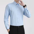 Classic light blue long-sleeved business dress shirt for professional men's formal wear - 38 / Tops / Long Sleeve / Blue