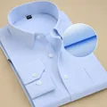 Chemise d'affaires classique à manches longues bleu clair avec détail de texture du tissu - 38 / Style Armure Toile (8868-12) / Bleu