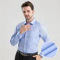 Ανδρικό γαλάζιο μακρυμάνικο πουκάμισο με φινίρισμα χωρίς σίδερο με υγρή αμμωνία - 38 / Τοπ - Απλή Ύφανση (9804) / Μπλε
