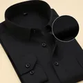 Chemise business noire pour homme avec rayures discrètes, coupe ajustée - 38 / Style à Rayures Cachées Twill (8868-1) / Noir