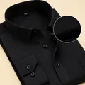 Men's black business shirt with subtle hidden stripes in a slim fit style - 38 / Twill Hidden Stripe Style (8868-1) / Black