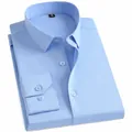 Chemise homme bleu clair à manches longues, 40% coton, sans poche, coupe ajustée - 38 / Hauts / Bleu