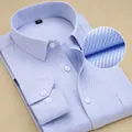 Chemise business homme bleu clair à fines rayures et manches longues avec détails - 38 / Style à Rayures Cachées Twill (8868-7) / Bleu
