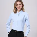 Camisa de negocios profesional de manga larga azul claro para mujer con tejido liso - 38 / Tops / Cuello Cuadrado Azul Claro Tejido Liso para Mujer (Z68-12)