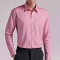 Classic men's professional long-sleeved business dress shirt in a smooth light pink fabric - 38 / Tops / Long Sleeve / Pink