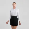 Elegante camicia da donna bianca a maniche lunghe per ufficio in tessuto senza stiro - 38 / Top - Armatura Tela (V9803) / Bianco