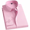 Elegante camisa rosa de manga larga en mezcla de algodón slim fit sin bolsillo - 38 / Tops / Rosa (0535-6)