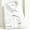 Classic white long-sleeved formal dress shirt for men, professional business style. - 38 / Tops / Long Sleeve / White