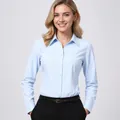 Camisa de negocios profesional para mujer de manga larga azul claro con cuello clásico - 38 / Tops / Estilo Cuello en V Azul Claro (V68-12)