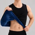 Men's premium black thermal undershirt vest with thick blue fleece lining for winter - XL / Tops / Black