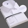 Camisa profesional clásica blanca de manga larga entallada con textura de tejido liso - 38 / Tops / Blanco sin Bolsillo (8868-31)