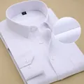 Chemise de ville à manches longues pour hommes en blanc pur classique et élégante - 38 / Style Armure Toile (8868-11) / Blanc