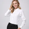 Camisa blanca de manga larga profesional y elegante para mujer con cuello cuadrado. - 38 / Tops / Estilo Cuello Cuadrado Blanco (Z68-11)