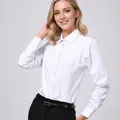 Elegant professional women's long-sleeve white business shirt with square collar. - 38 / Tops / White Square Collar Style (Z68-11)