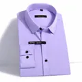 Camicia da uomo viola chiaro slim fit a maniche lunghe, stile business elegante, tinta unita. - 38 / Top / Viola Chiaro