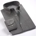 Camicia oxford retrò da uomo a maniche lunghe di qualità in grigio scuro fumo - 38 / Top / Smoke