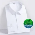 Camicia da uomo bianca a maniche lunghe in fibra naturale di bamboo, vestibilità slim fit. - 38 / Top / Bianco