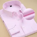Chemise business haut de gamme rose clair à manches longues et rayures discrètes - 38 / Style à Rayures Cachées Twill (8868-6) / Rose