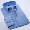 Camicia classica a maniche lunghe in tessuto Oxford azzurro da uomo con colletto - 38 / Top / Blu Calmo Francese