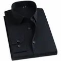 Classic men's black long-sleeve business dress shirt made of premium cotton blend fabric - 38 / Tops / Black