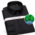 Camicia da uomo slim fit in fibra di bambù, maniche lunghe, antipiega, colore nero - 41 / Top / Nero