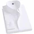 Chemise de ville blanche à manches longues pour hommes, mélange 40 % coton, sans poche - 38 / Hauts / Blanc