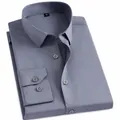 Chemise de ville haut de gamme à manches longues pour hommes, gris uni, vue variante - 38 / Hauts / Gris