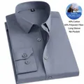 Men's premium long-sleeved business dress shirt in solid grey color, SKU variant display - 38 / Tops / Gray