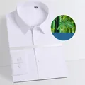 Chemise formelle à manches longues en fibre de bambou, coupe ajustée, couleur blanc nacré - 38 / Hauts / Blanc perle