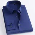Chemise business professionnelle à manches longues bleu foncé pour hommes, tissu de qualité - 38 / Hauts / Bleu marine