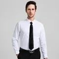 Professional men's white long-sleeve business dress shirt for formal office workwear - 38 / Tops / White