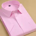 Herrenhemd in Hellrosa, kurzärmelig, Unigewebe, professioneller Business-Stil - 38 / Oberteile / Rosa Uni (DX8868-13)