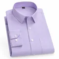 Chemise de bureau professionnelle à manches longues pour hommes à rayures violettes et blanches - 38 / Hauts / Rayé Mauve