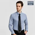 Classic grey-blue long-sleeve business formal shirt for men in professional workwear style - 38 / Tops / Gray