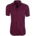 Premium men's short-sleeve four-way stretch shirt in maroon, wrinkle-resistant fabric - 38 / Tops / Rose Red (D2-719)