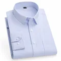 Chemise de bureau à manches longues pour hommes, rayée bleu et blanc. - 38 / Hauts / Rayé Bleu Clair