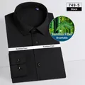 Men's black long-sleeve business dress shirt made of breathable bamboo fiber - 38 / Tops / Black
