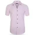 Elegant pink men's short sleeve four-way stretch shirt with wrinkle-resistant fabric - 38 / Tops / Pink (D2-707)