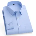 Chemise business homme bleu clair à manches longues en mélange de coton - 38 / Hauts / Bleu Lisse