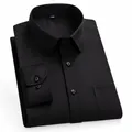 Chemise de bureau formelle noire à manches longues pour hommes en coton mélangé - 38 / Hauts / Noir
