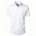 Camisa blanca casual de negocios para hombre de manga corta con tejido elástico 4-way - 38 / Tops / Blanco