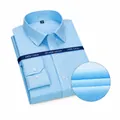 High-end men's non-iron light blue micro-check business dress shirt, long sleeve - 39/M / Tops / Light Blue Plaid