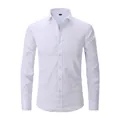 Camisa de vestir blanca para hombre, manga larga, elástica y sin plancha, negocios - 38 / Tops / Blanco