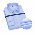 Premium light blue micro-patterned 100% cotton non-iron men's formal dress shirt SKU - 39/M / Tops / Light Blue Fine Grid (2025)