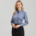 Chemise de bureau élégante à manches longues et coupe ajustée pour femme, grise - 38 / Hauts / Gris (Manches Longues)