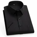 Chemise homme classique à manches courtes en mélange de coton noir pour le bureau et travail - 38 / Hauts / Noir